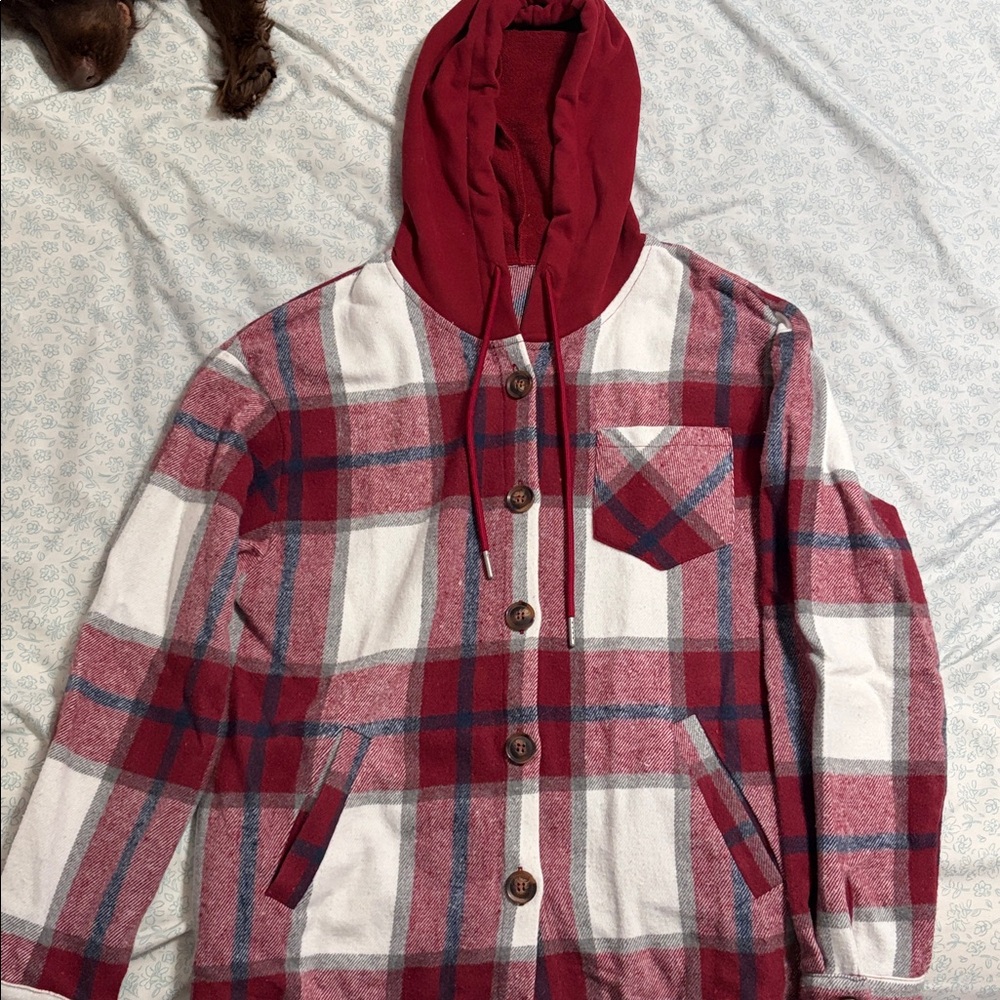 SHEIN Red Plaid Utility Jacket